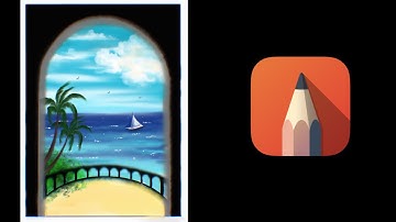 Autodesk Sketchbook - Draw a Ocean view with balcony in iPad using autodesk sketchbook #digitalart