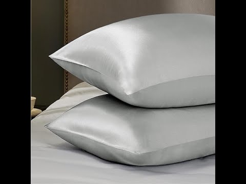 Bedsure Satin Pillowcase for Hair and Skin Queen   Silver Grey Silky Pillowcase