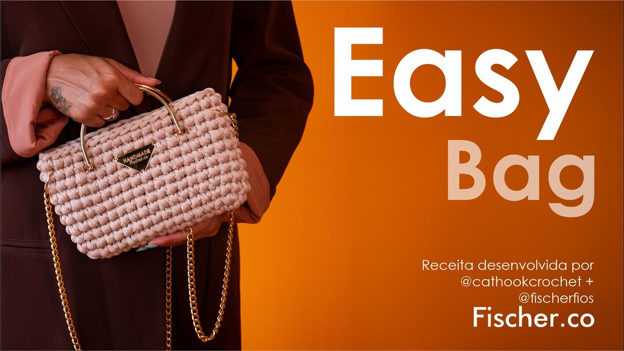 Easy Bag em crochê com Fio Plissé da Fischer | Nati da @cathookcrochet