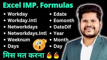 Excel All Date Formulas and Functions | Excel Formulas | Excel Formula Tutorial