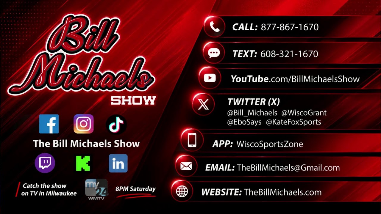 The Bill Michaels Show (Tuesday May 19th, 2026)
* Brewers STOMP Cubs.... 1/2 game back
     - Chuck Freimund, Locked on Brewers, 11:15A
* Bucks whispers grow with numerous teams
     - Jim Owczarski, MJS Bucks Writer, 10:35A
* NFL News and Notes 

CALL IN: 877-867-1670
TEXT IN: 608-321-1670