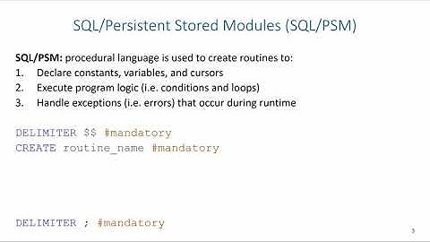 Advanced SQL: SQL/PSM Introduction