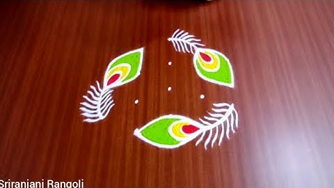 Gokulashtami Rangoli Design☘️  Simple 5x3 Dots ☘️ Festival Muggulu ☘️ Krishna Jayanthi Colour Kolam