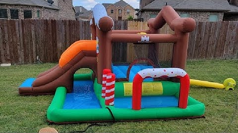 HONEY JOY Inflatable Water Slide Bounce House, 6 in 1 Jumping Bouncy Castle Review, solid and easy