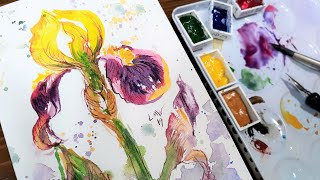 Easy Iris Watercolor for Beginners!