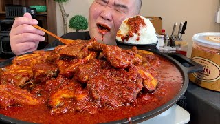 ' 핵 매운 LA갈비찜 ' 실수로 땡초가루를 너무 넣어버림.. 그래서 스트레스 날라감. 맵달맵달 한식요리 먹방 MUKBANG