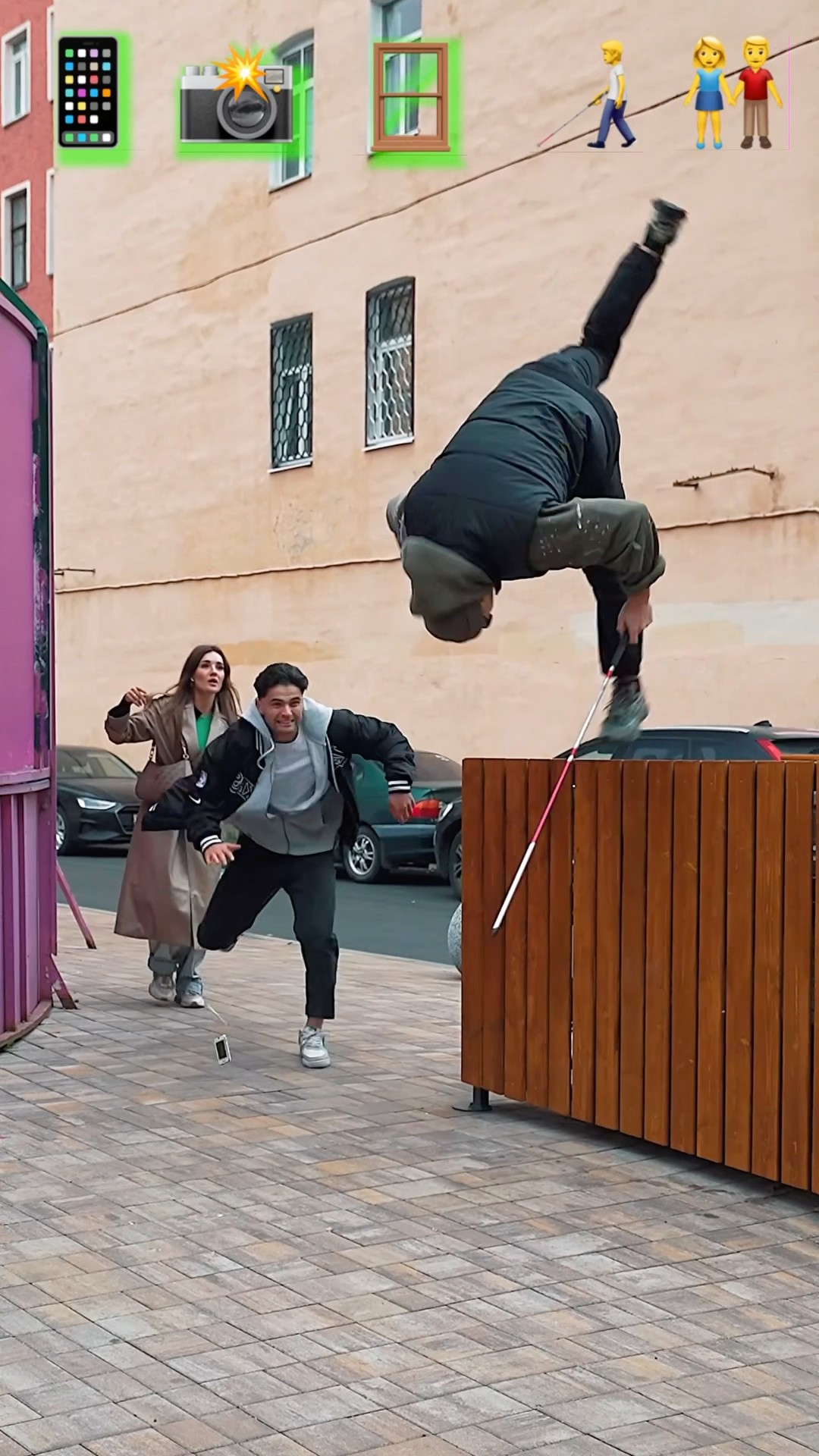 Stunts with Emojis pt.83??#kiryakolesnikov #prank #funny #comedy #stunt #parkour #flip