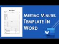 How to Design Meeting Minutes Template in Word | Word Tutorial