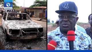 Umahi Visits Scene Of Destruction In Ebonyi, Says He Won’t Rebuild Properties He Had Built