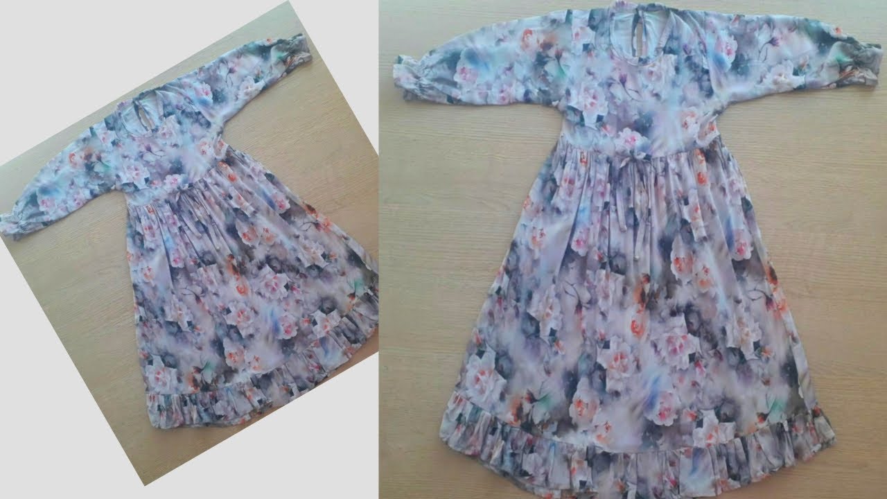 طريقة تفصيل وخياطة فستان للبنات سهل للغاية من عمر 3-4 سنوات Baby Frock  Designs - YouTube