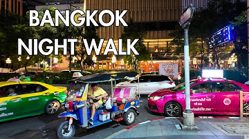 Bangkok Night Walk: Asok to Nana Plaza along Sukhumvit | 4K • Binaural No Talking