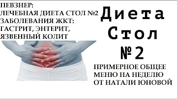 Певзнер: Лечебное питание. ДИЕТА СТОЛ 2: Гастрит, Язвенный Колит, Энтерит/ Меню на неделю, Рацион ПП