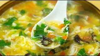 Mushroom Egg Soup  is a soup that I usually drink at home in autumn.- XiaoFang Kitchen