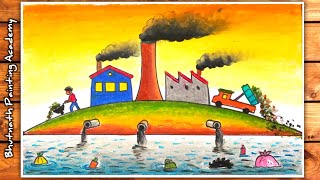 water pollution drawing ||how to draw environment pollution ||air pollution poster