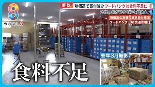 【ピンチ】物価高で寄付減少…フードバンクが食料不足に 支援のお米も足りない？【めざまし８ニュース】