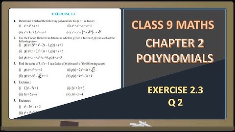 CLASS 9 MATHS I CHAPTER 2 POLYNOMIALS I EXERCISE - 2.3 I Q 2 #class9maths