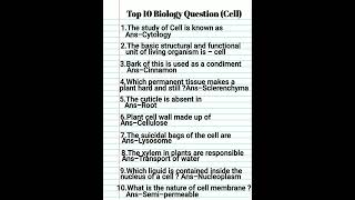 Top 10 general science of cell ||