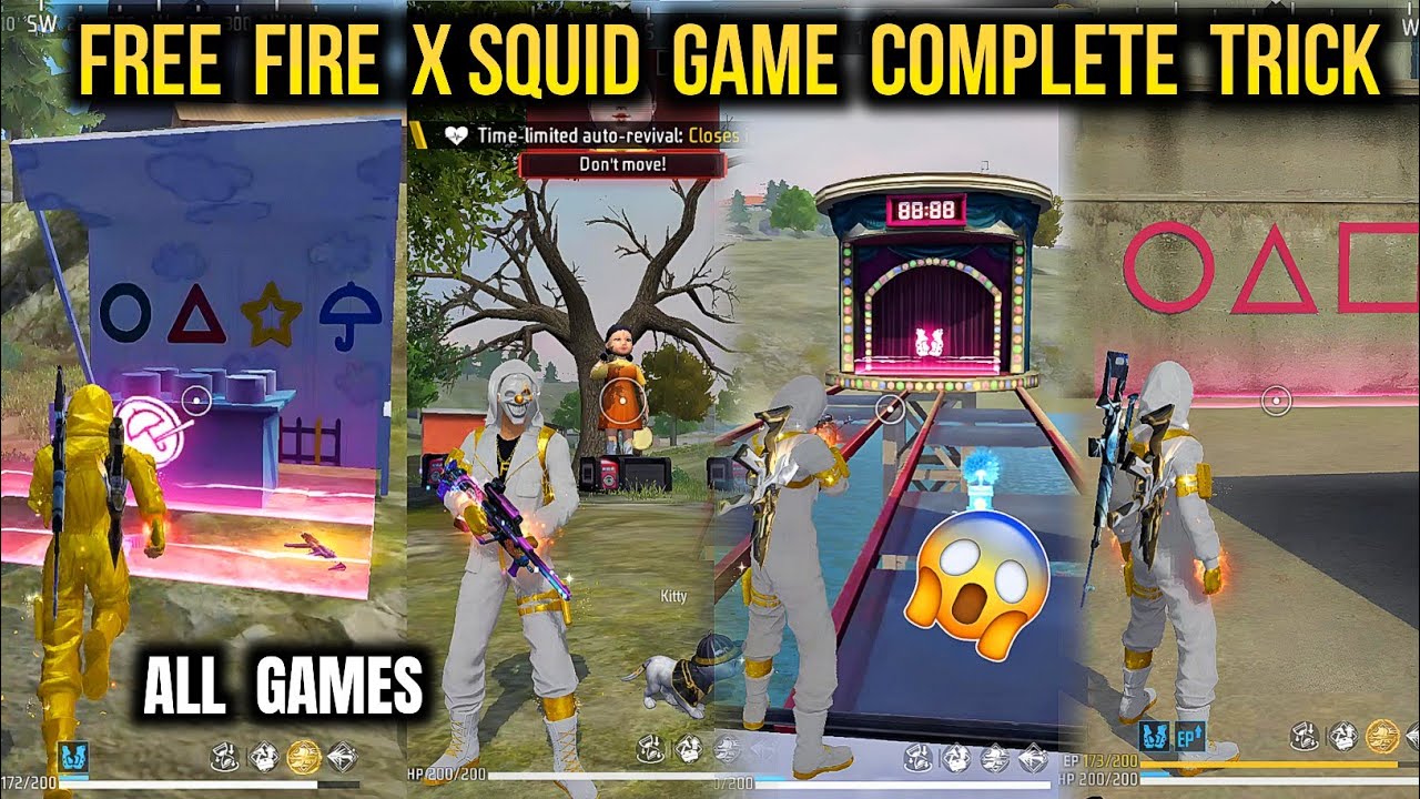 zing me mạng xã hội và giải trí Free Fire X Squid Game | All BR Games Complete Trick - Red Light Green Light, Glass Bridge & More