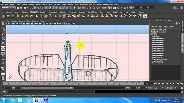 Maya 2013 intermediate modelling - Spitfire - 9 - Combine mesh and model the plane in the top view