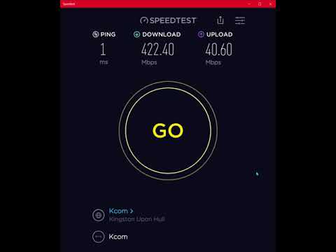 KCOM 400Mbps connection 1 year after installation (Wired Ethernet test)