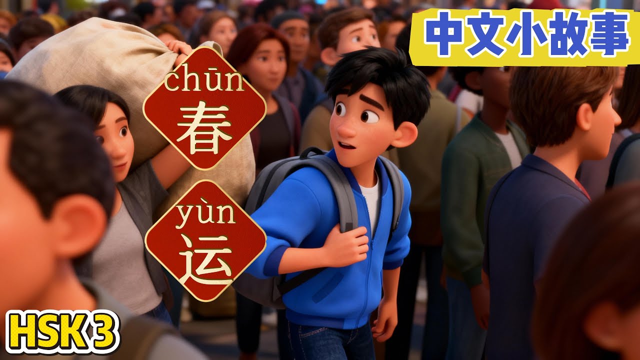 【HSK 3】Day 5 of Chinese Stories:《春运》- Spring Festival travel rush | learn chinese for beginners