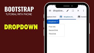 Code with phone. Bootstrap dropdown button tutorial.