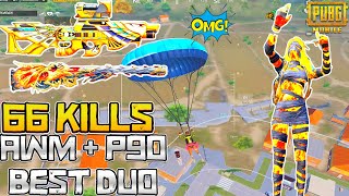 66 KILLS😈 FULL RUSH FULL AGRESSİVE GAMEPLAY 😍 (P90+AWM) BEST DUO