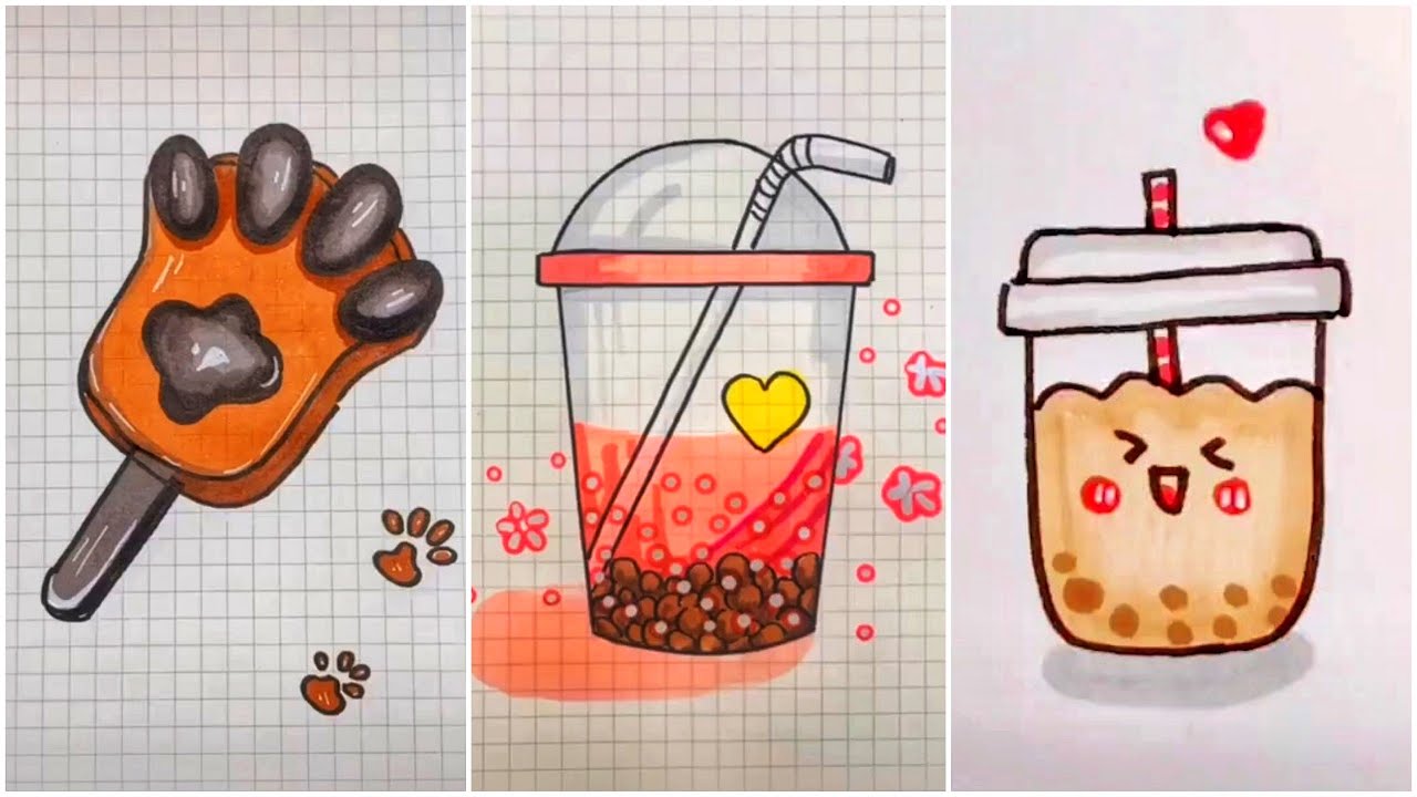 Vẽ món ăn đồ uống dễ thương dễ thương, vẽ hình dễ thương | Cute drawing #53 ...