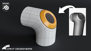 flat circular detail on cylindrical bend _ how to model this design in blender