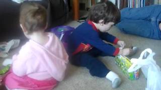 Aiden and Keeley's 1st Easter Egg Hunt at Grandma and Papop's house 2009 aftermath part 1