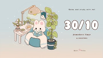 30/10 Pomodoro timer | 2 hours - Relax & study with me Lofi | Study bun #timer #pomodoro #relaxing