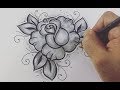 COMO DESENHAR ROSA ESTILO TATTOO - PASSO A PASSO #444