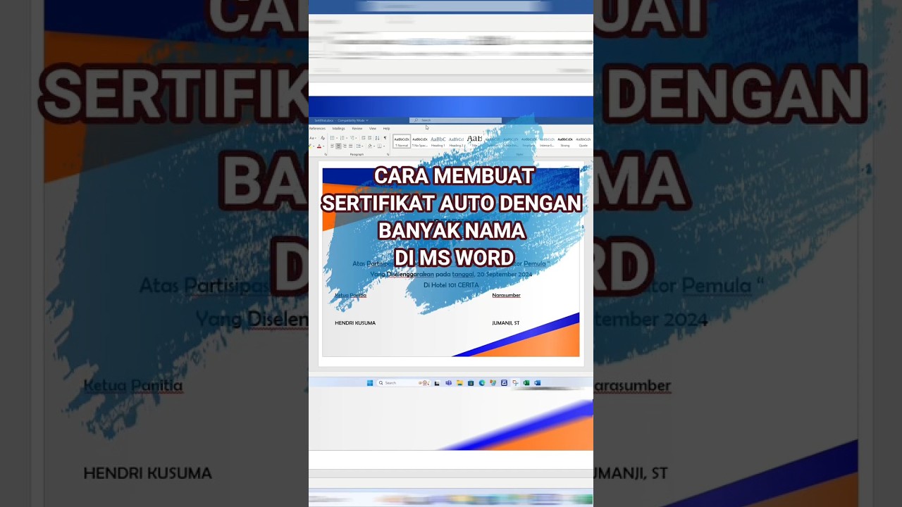 Cara Membuat Sertifikat Auto Dengan Banyak Nama Di Ms Word