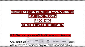 SOLVED MSOE-003 IGNOU ASSIGNMENT JULY’24&JAN’25 SOCIOLOGY OF RELIGION Lèvi-Strauss