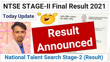 ntse stage 2 final result announced 2021 ll ntse cut off ll ntse stage II result 2021-22 ll class 10