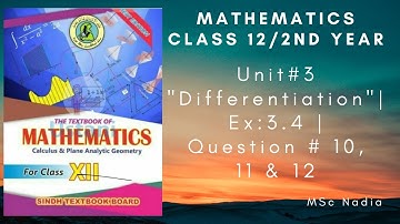 Exercise  3.4 2nd year mathematics | class 12 exercise 3.4 | ex 3.4 q10 , q11 & q12 class 12 maths