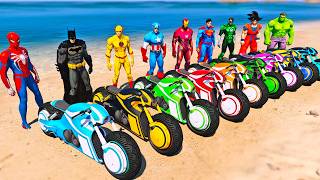 SPIDERMAN RACING MOTORCYCLES CHALLENGE on Airport MEGA RAMP, SUPERHEROES RUNNING CHALLENGE - GTA 5 screenshot 2