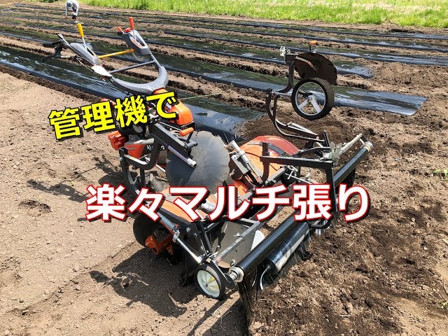 管理機で楽々マルチ張り クボタ ニューベジマスターTA800N × ロータリ