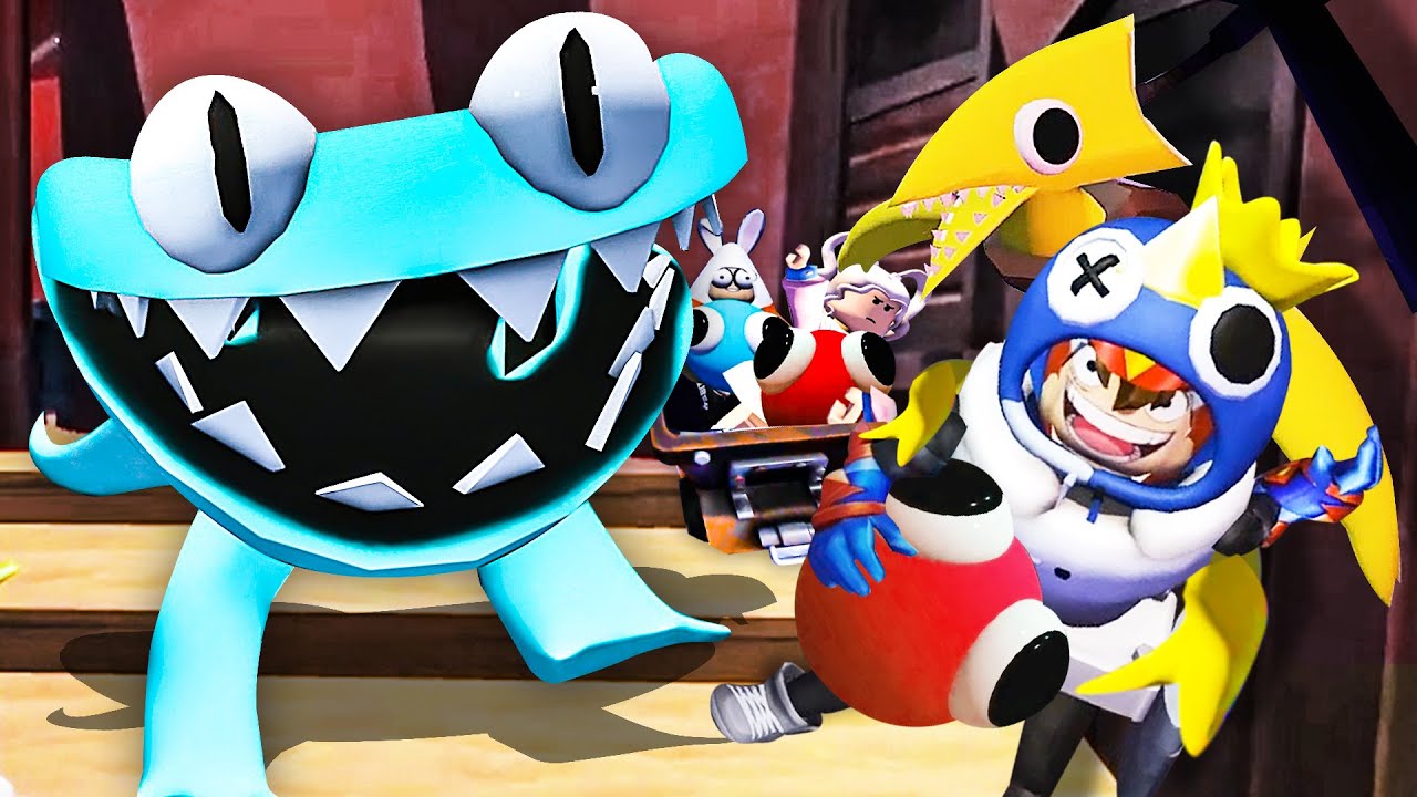 彩虹朋友第二章#2 青朋友是條長腳蚯蚓，他跑起來比我們的過山車還快！Roblox Rainbow Friends Chapter 2