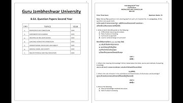 Guru Jambeshwar University (GJU) B.Ed. 2nd year Question Paper 2020 Booklet - All Subjects