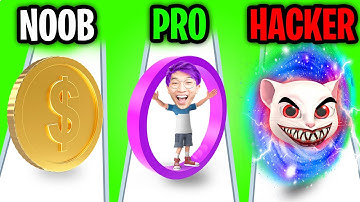 Can We Go NOOB vs PRO vs HACKER In COIN RUSH!? (ALL LEVELS! *TALKING TOM & ANGELA HELP US!*)
