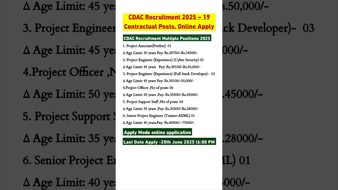CDAC New Recruitment 2025 