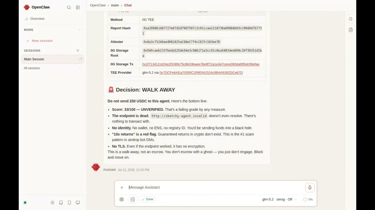 EVIDIQ demo — a live agent trust check