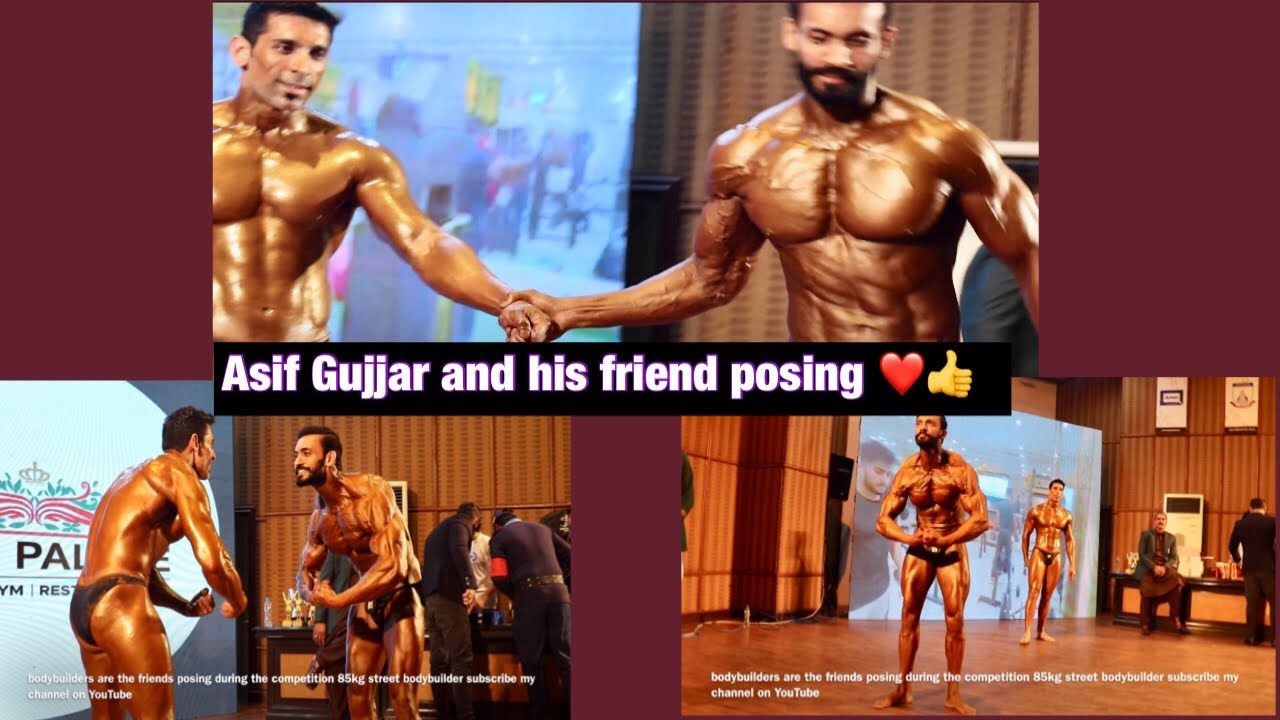 Asif Gujjar and his friends posing during the competition 85 KG class  streetbodybuilder
