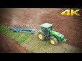 Трактор John Deere 8310R с оборотным плугом Lemken Diamant 10 вспашка поля