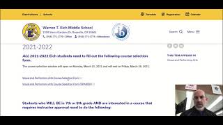 Visual and Performing Arts Course Selection How to Video