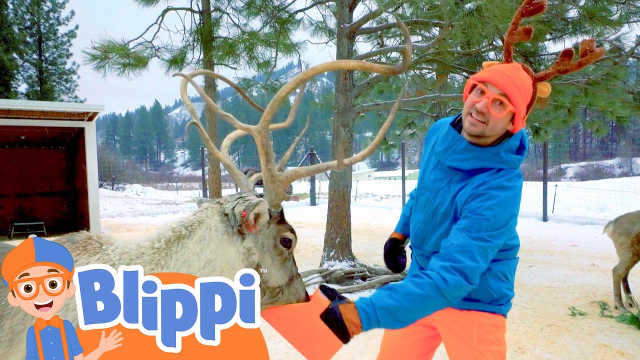 ⁣Blippi visits the Reindeer Farm | Educational Videos | Learn ABC 123 | Moonbug Kids