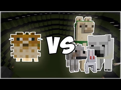 pufferfish-vs-wild-animal-army-(polar-bear,-killer-bunny,-llama,-wolf)---minecraft-mob-battle