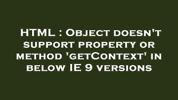 HTML : Object doesn