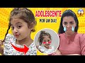 LAURINHA FINGE ser UMA ADOLESCENTE por um dia !!!ME TRANSFORMEI em uma adolescente!!!